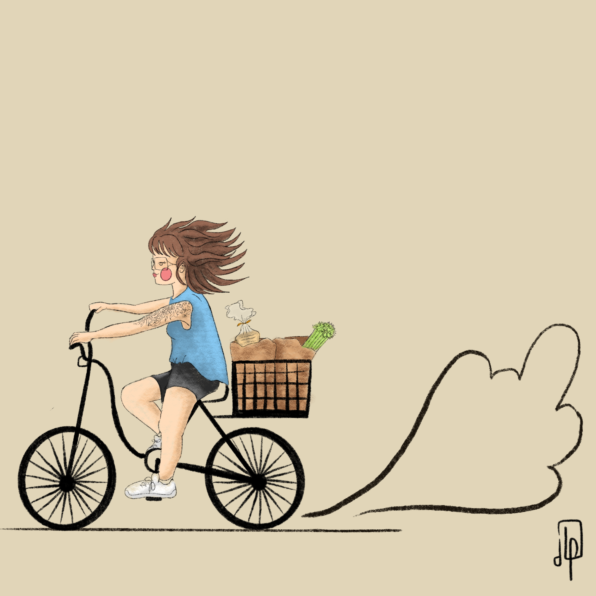 A woman riding a bike